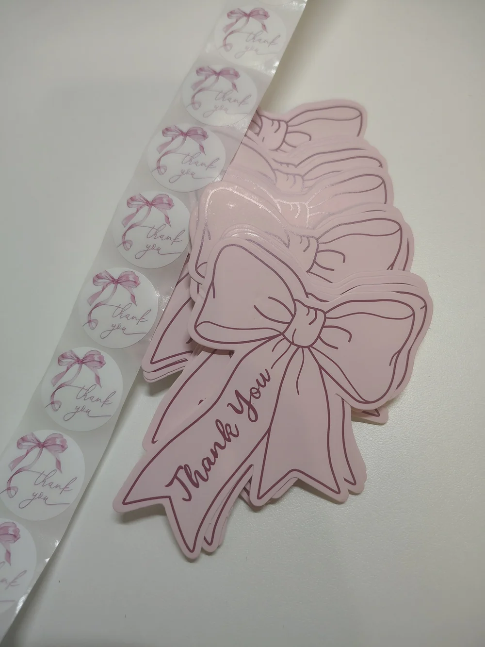 50 Pink Ribbon Thank You Cards and Sticker Set